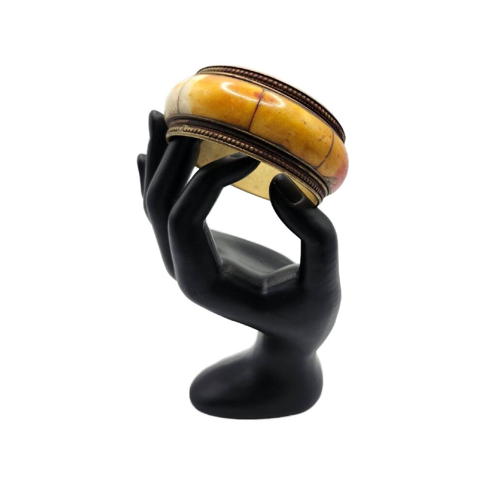 Vintage Dyed Bone Inlay Brass Bangle, India